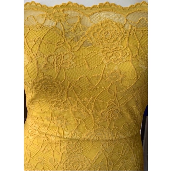 Womens Dress 1X Lace Mustard Off the Shoulders - Picture 4 of 4